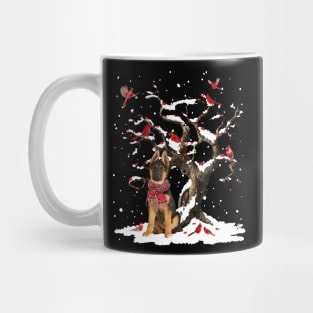 German Shepherd Scarf Cardinal Snow Christmas Mug